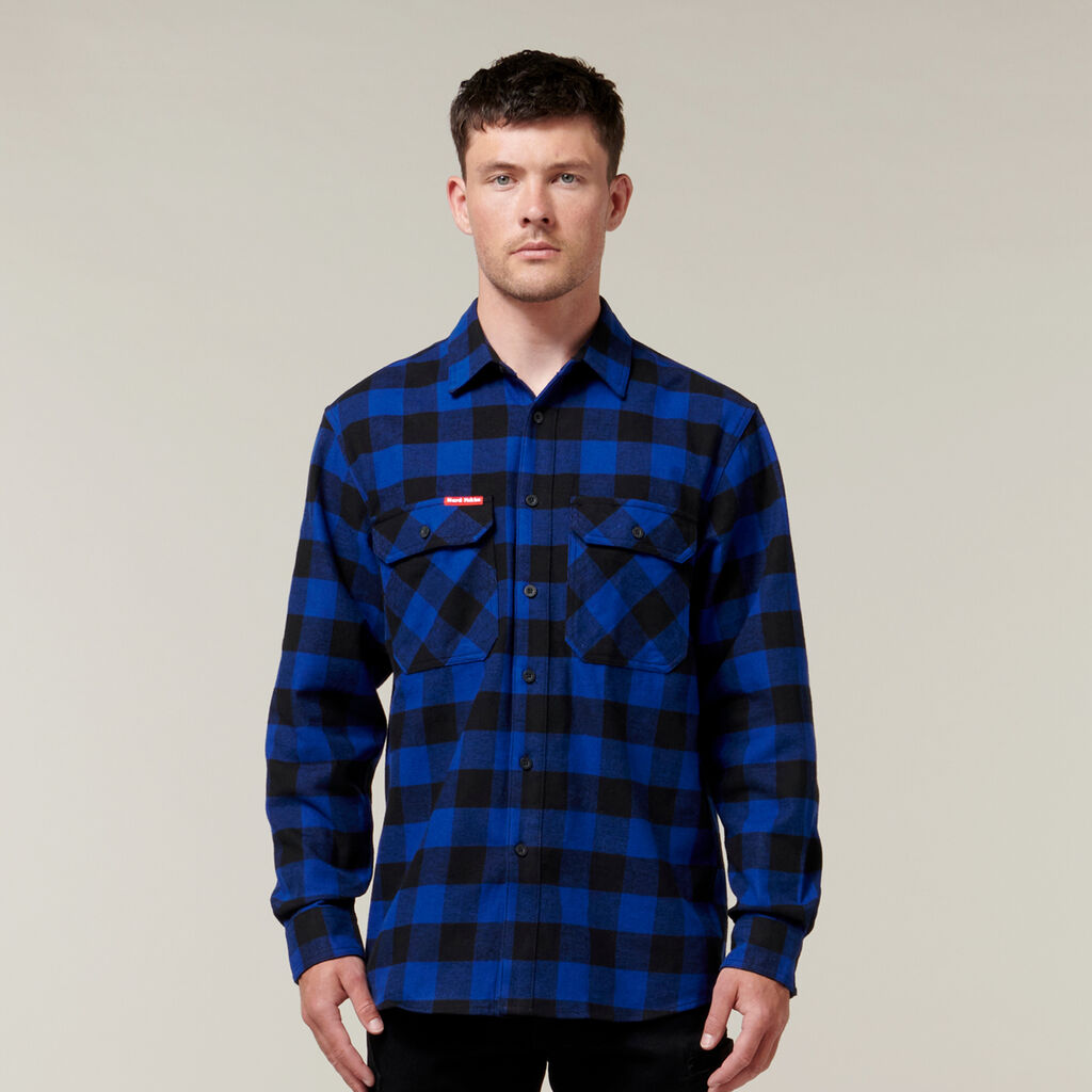 Hard Yakka Long Sleeve Check Flannel Cotton Work Shirt - Y07295